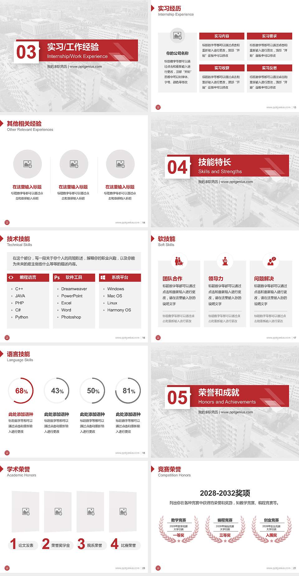 江西财经大学现代经济管理学院教师/学生通用个人简历PPT模板下载4:3格式幻灯片预览图3