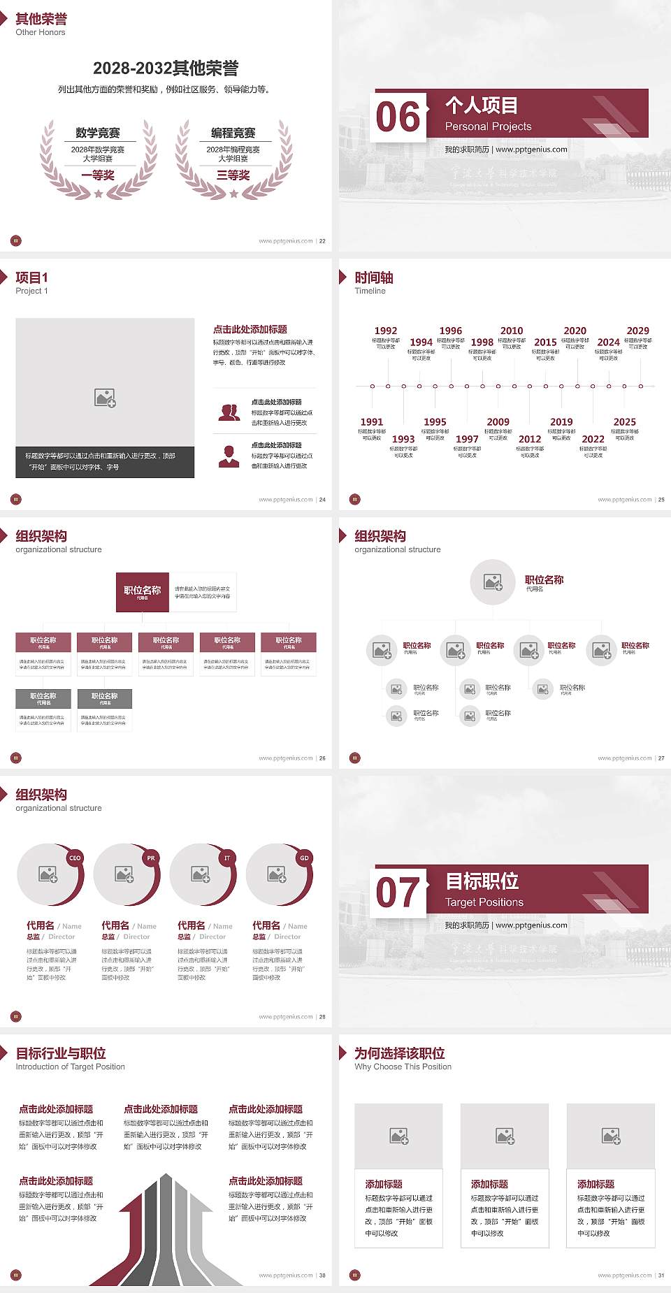 宁波大学科学技术学院教师/学生通用个人简历PPT模板下载4:3格式幻灯片预览图4