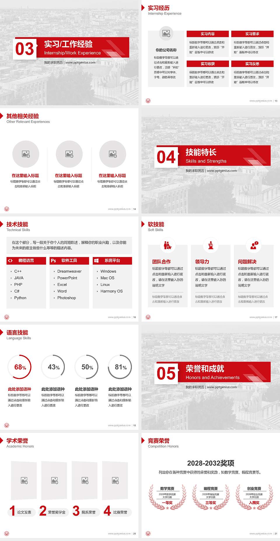 喀什职业技术学院教师/学生通用个人简历PPT模板下载4:3格式幻灯片预览图3