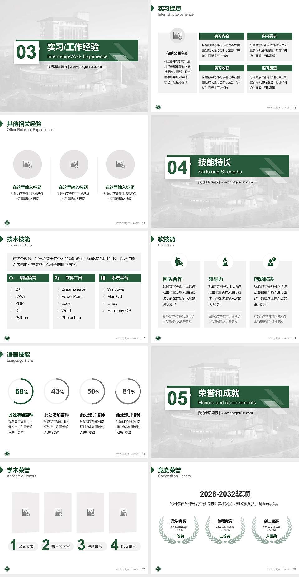 贵州食品工程职业学院教师/学生通用个人简历PPT模板下载4:3格式幻灯片预览图3