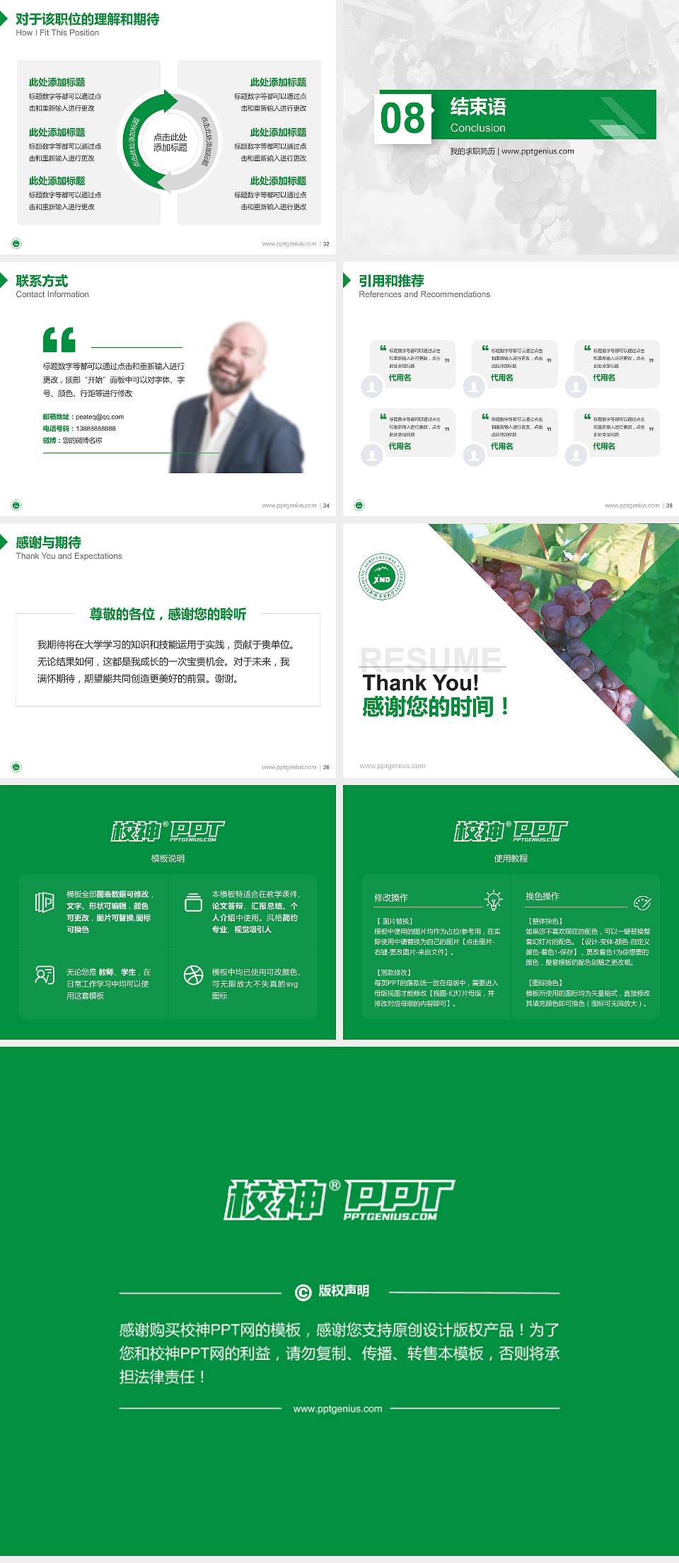 新疆农业大学教师/学生通用个人简历PPT模板下载4:3格式幻灯片预览图5