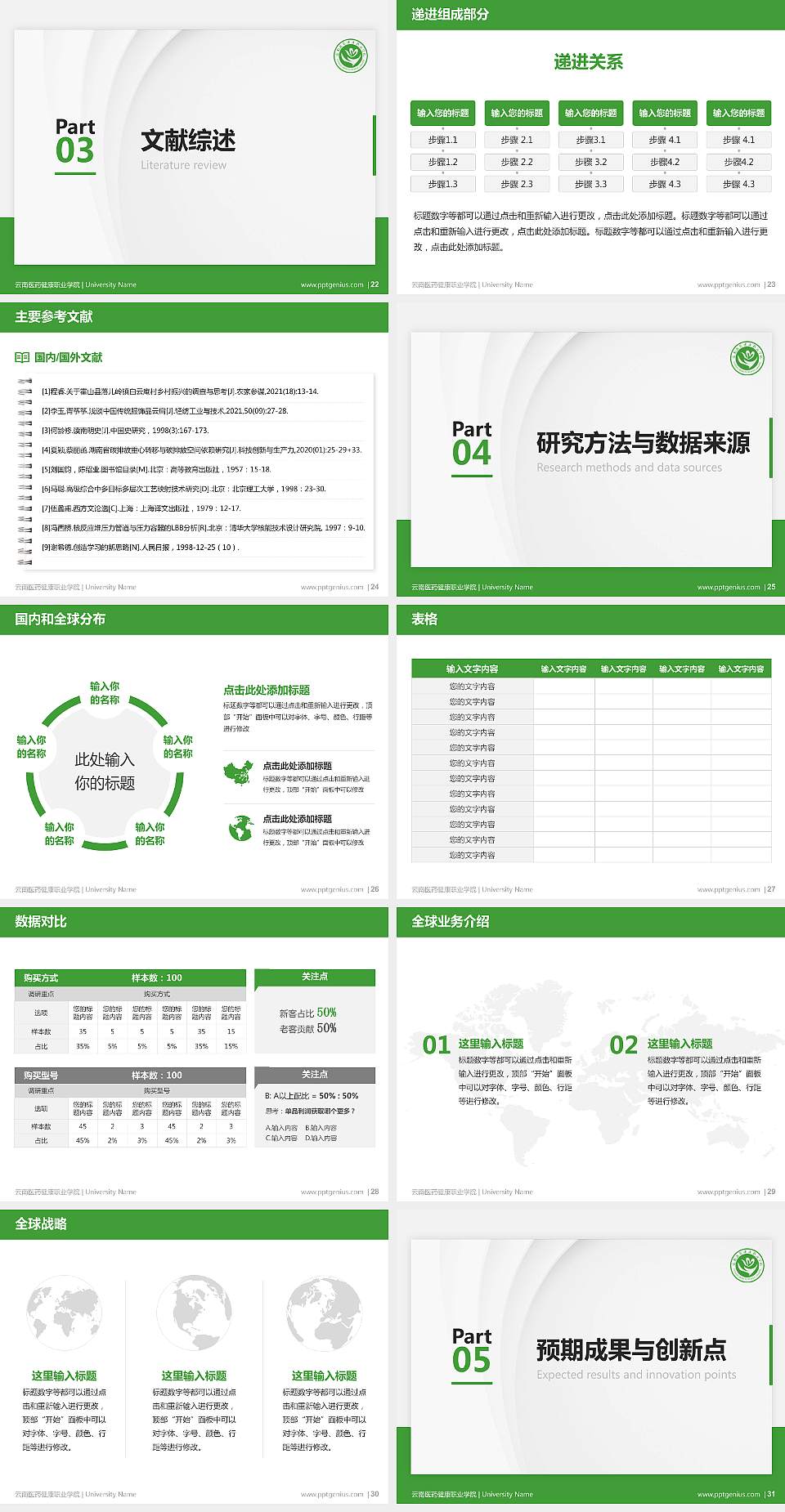 云南医药健康职业学院硕士研究生/本科生毕业论文答辩/开题报告通用PPT模板下载4:3格式幻灯片预览图4