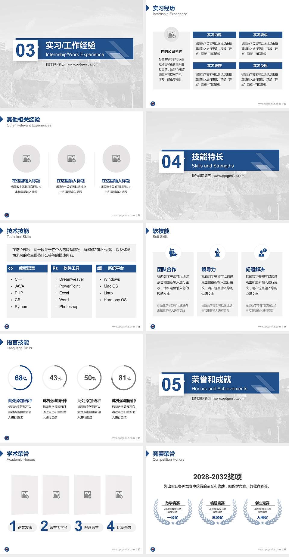 重庆医科大学国际医学院教师/学生通用个人简历PPT模板下载4:3格式幻灯片预览图3