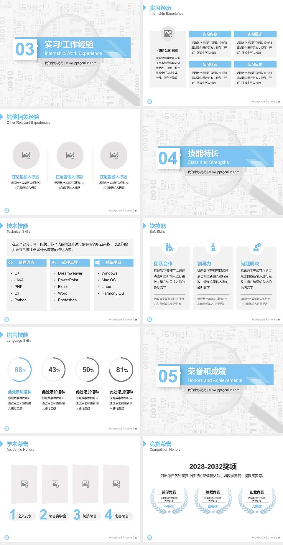 重庆安全技术职业学院教师/学生通用个人简历PPT模板下载4:3格式幻灯片预览图3