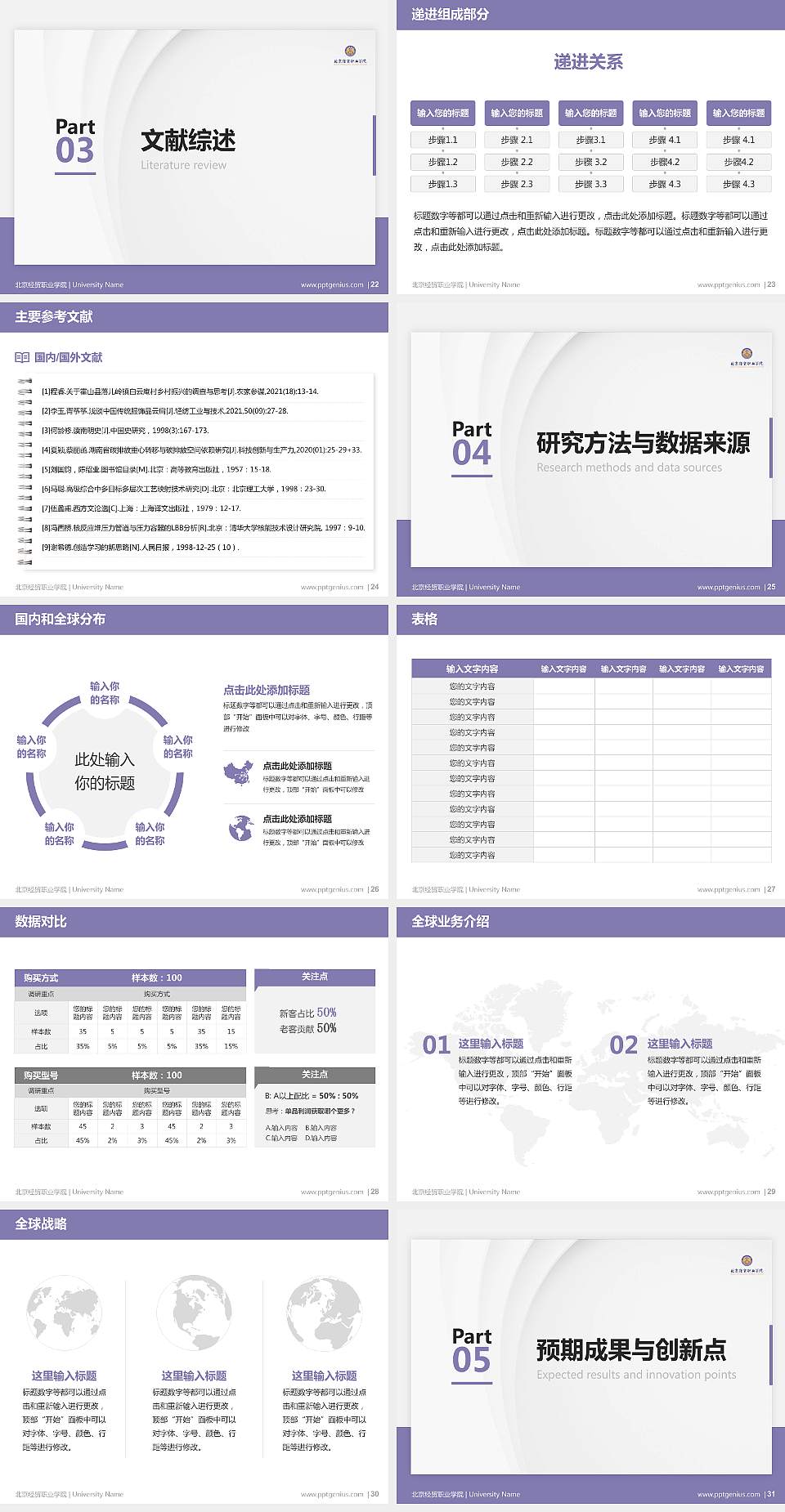 北京经贸职业学院硕士研究生/本科生毕业论文答辩/开题报告通用PPT模板下载4:3格式幻灯片预览图4