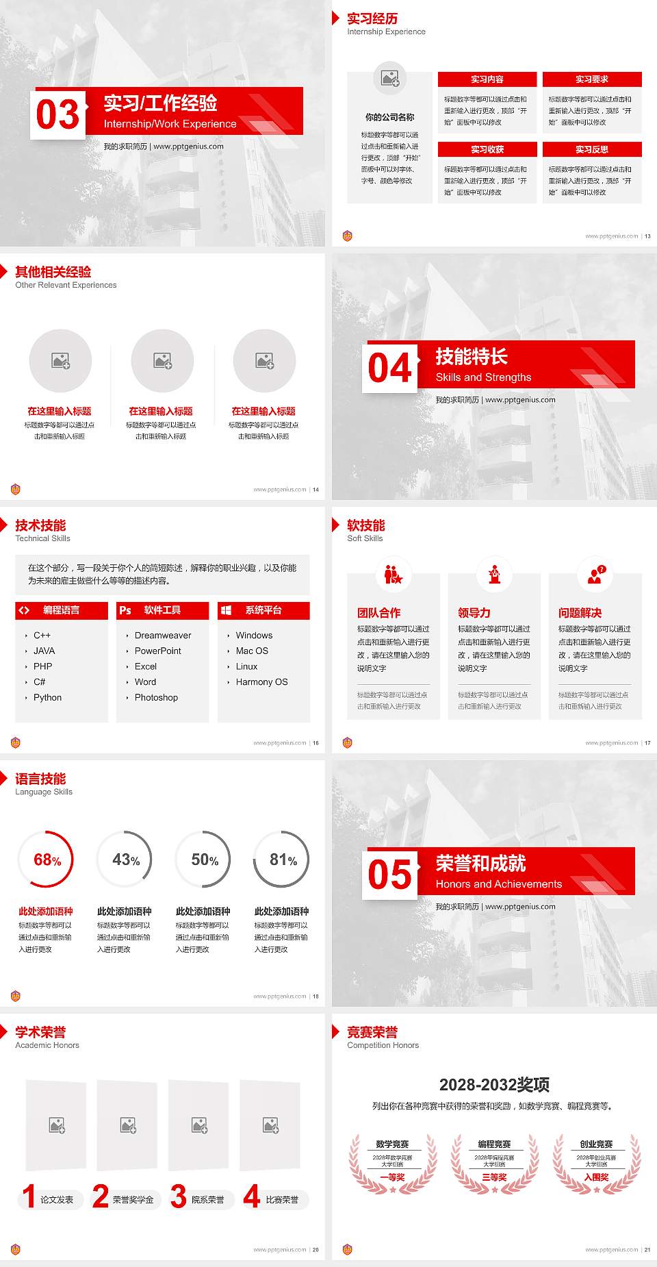 路德会吕祥光中学教师/学生通用个人简历PPT模板下载4:3格式幻灯片预览图3