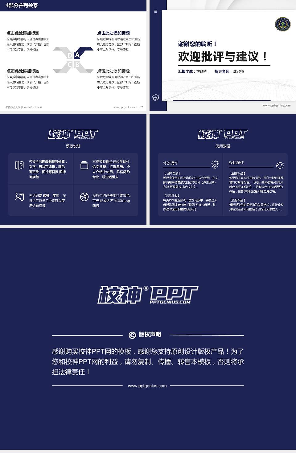 云南农业大学硕士研究生/本科生毕业论文答辩/开题报告通用PPT模板下载4:3格式幻灯片预览图5