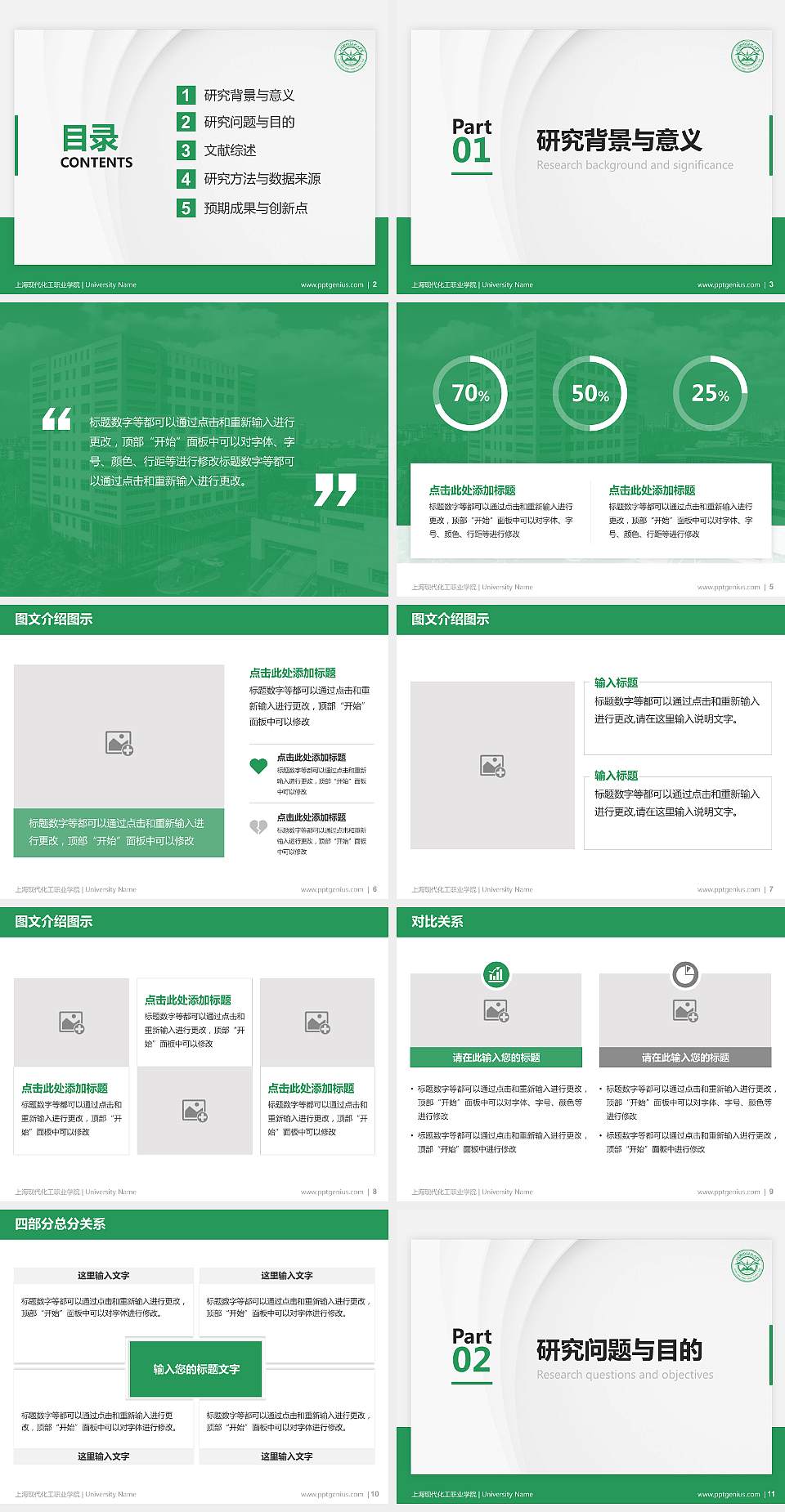 上海现代化工职业学院硕士研究生/本科生毕业论文答辩/开题报告通用PPT模板下载4:3格式幻灯片预览图2