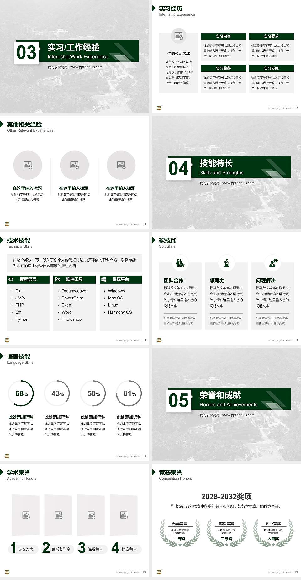 香港恒生大学教师/学生通用个人简历PPT模板下载4:3格式幻灯片预览图3