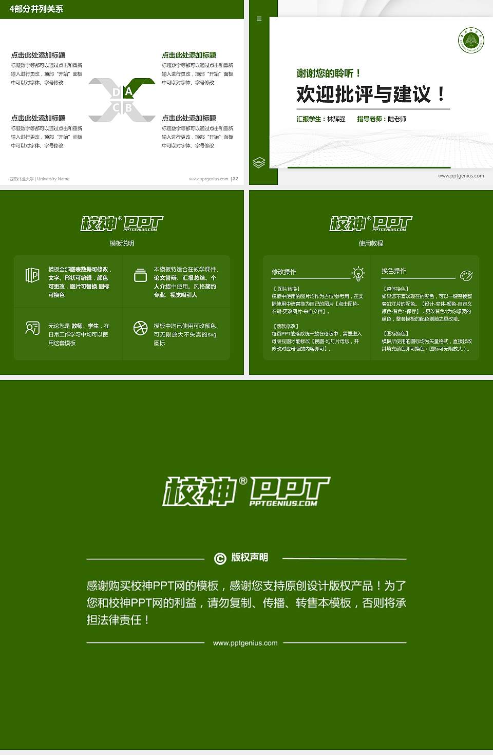 西南林业大学硕士研究生/本科生毕业论文答辩/开题报告通用PPT模板下载4:3格式幻灯片预览图5