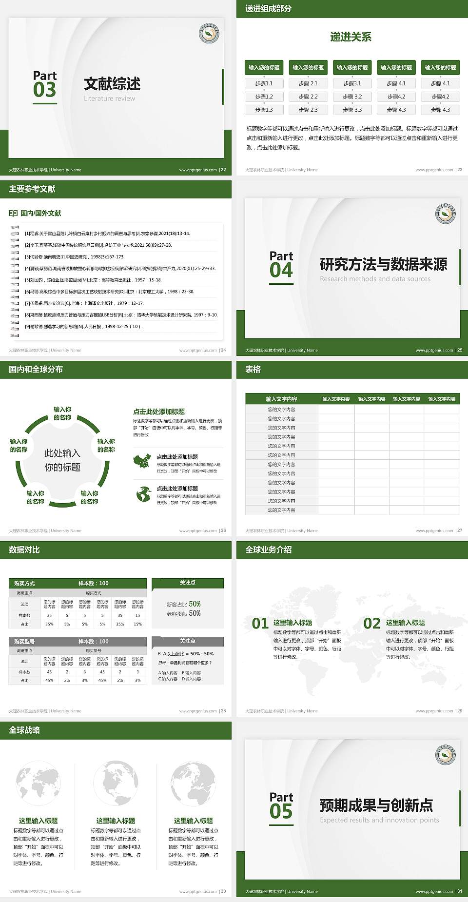 大理农林职业技术学院硕士研究生/本科生毕业论文答辩/开题报告通用PPT模板下载4:3格式幻灯片预览图4