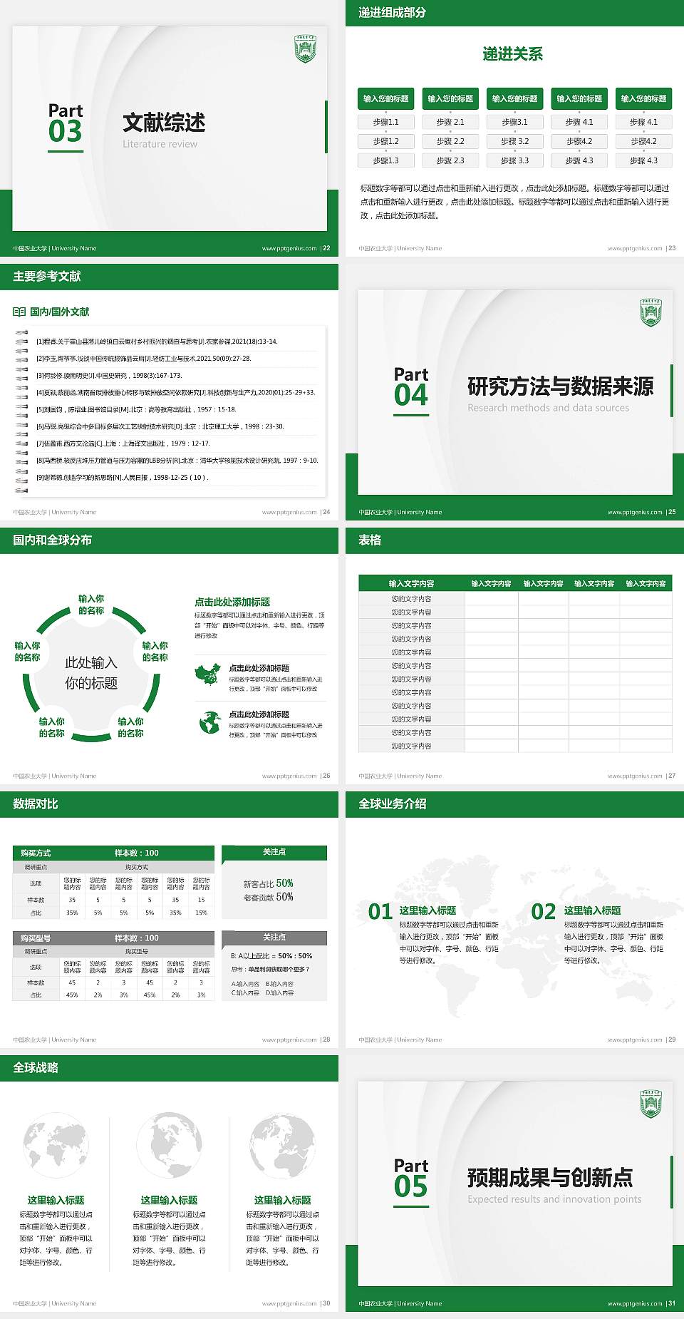 中国农业大学硕士研究生/本科生毕业论文答辩/开题报告通用PPT模板下载4:3格式幻灯片预览图4