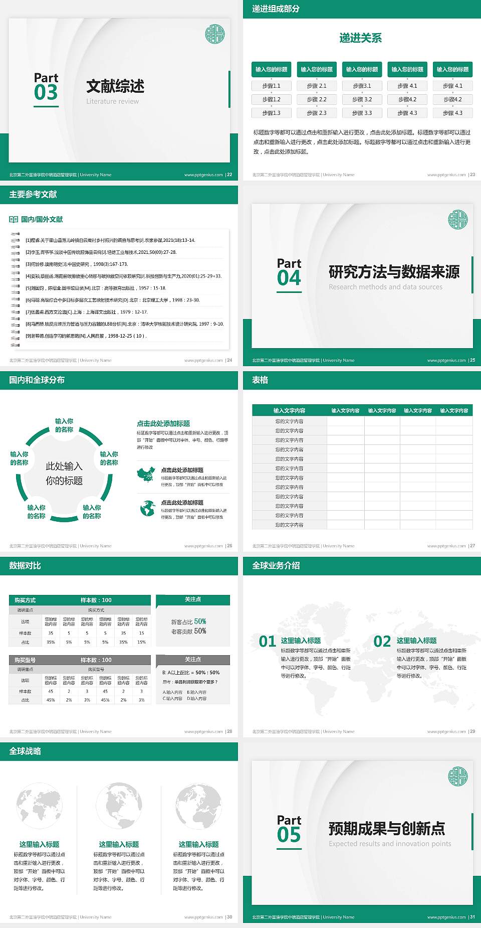 北京第二外国语学院中瑞酒店管理学院硕士研究生/本科生毕业论文答辩/开题报告通用PPT模板下载4:3格式幻灯片预览图4
