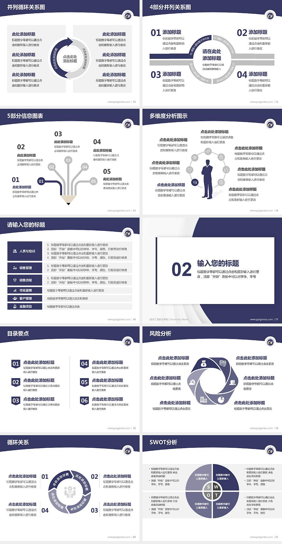贵州工贸职业学院学术汇报/学术交流研讨会通用PPT模板下载4:3格式幻灯片预览图3