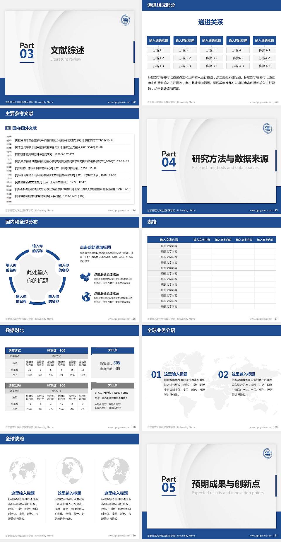 首都师范大学继续教育学院硕士研究生/本科生毕业论文答辩/开题报告通用PPT模板下载4:3格式幻灯片预览图4