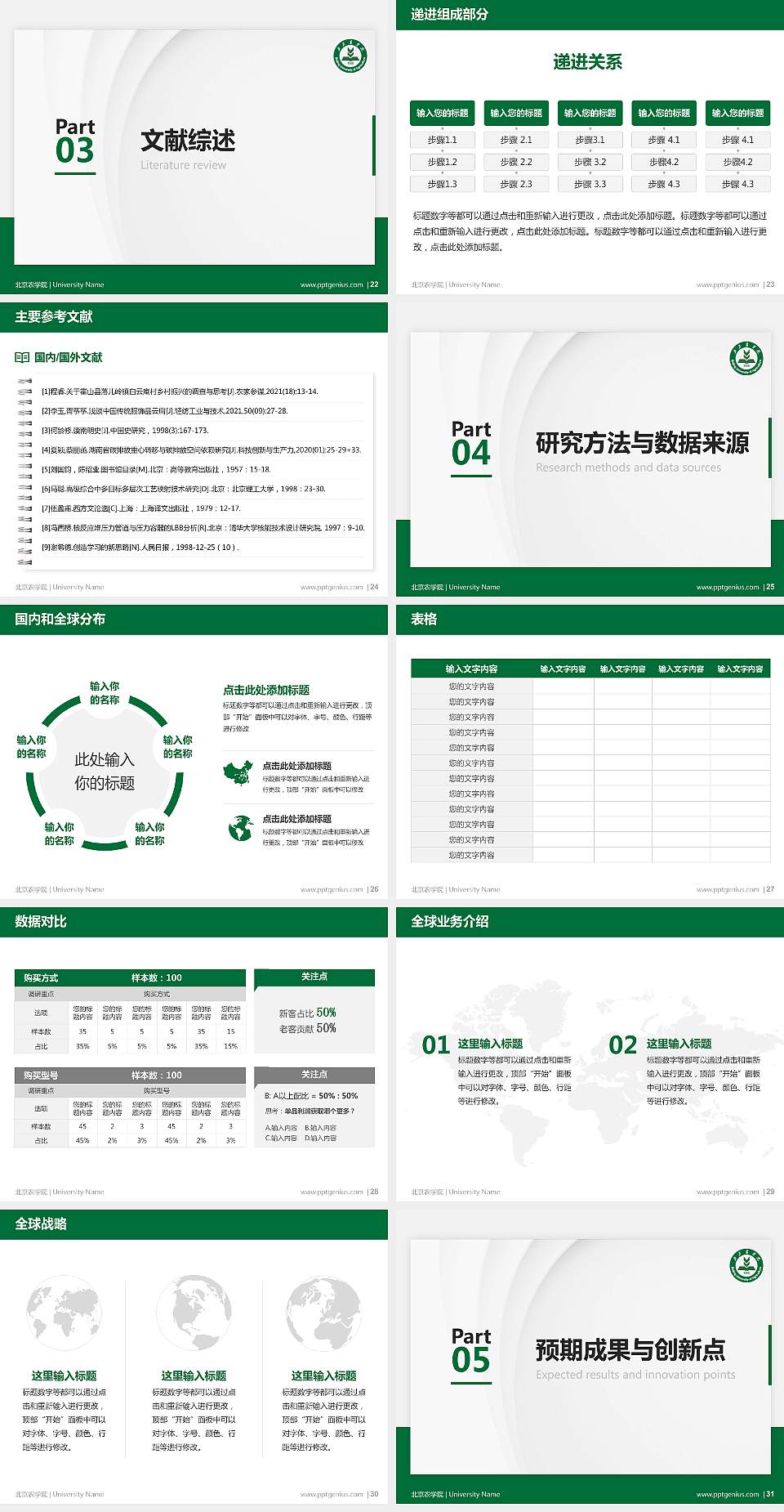 北京农学院硕士研究生/本科生毕业论文答辩/开题报告通用PPT模板下载4:3格式幻灯片预览图4
