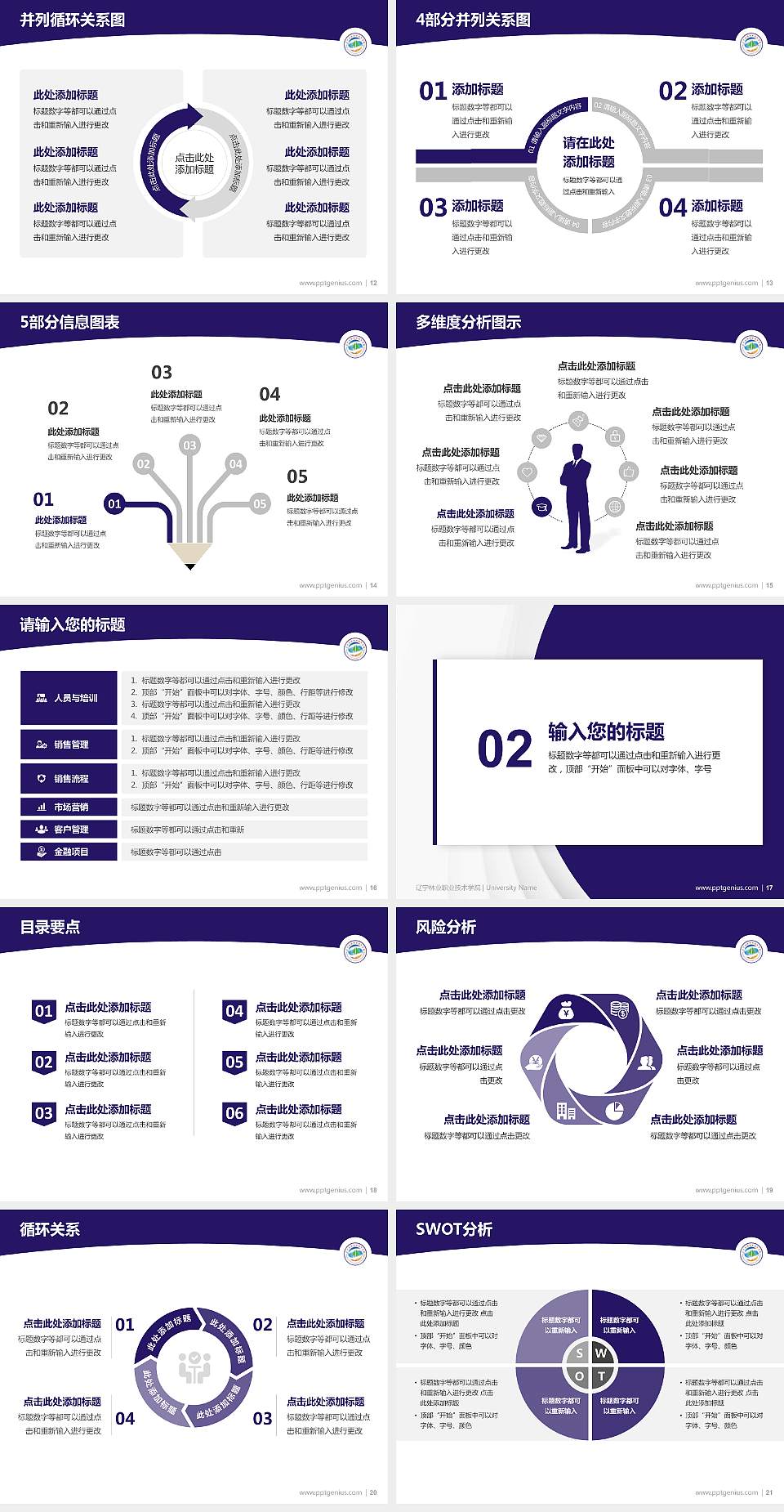 辽宁林业职业技术学院学术汇报/学术交流研讨会通用PPT模板下载4:3格式幻灯片预览图3