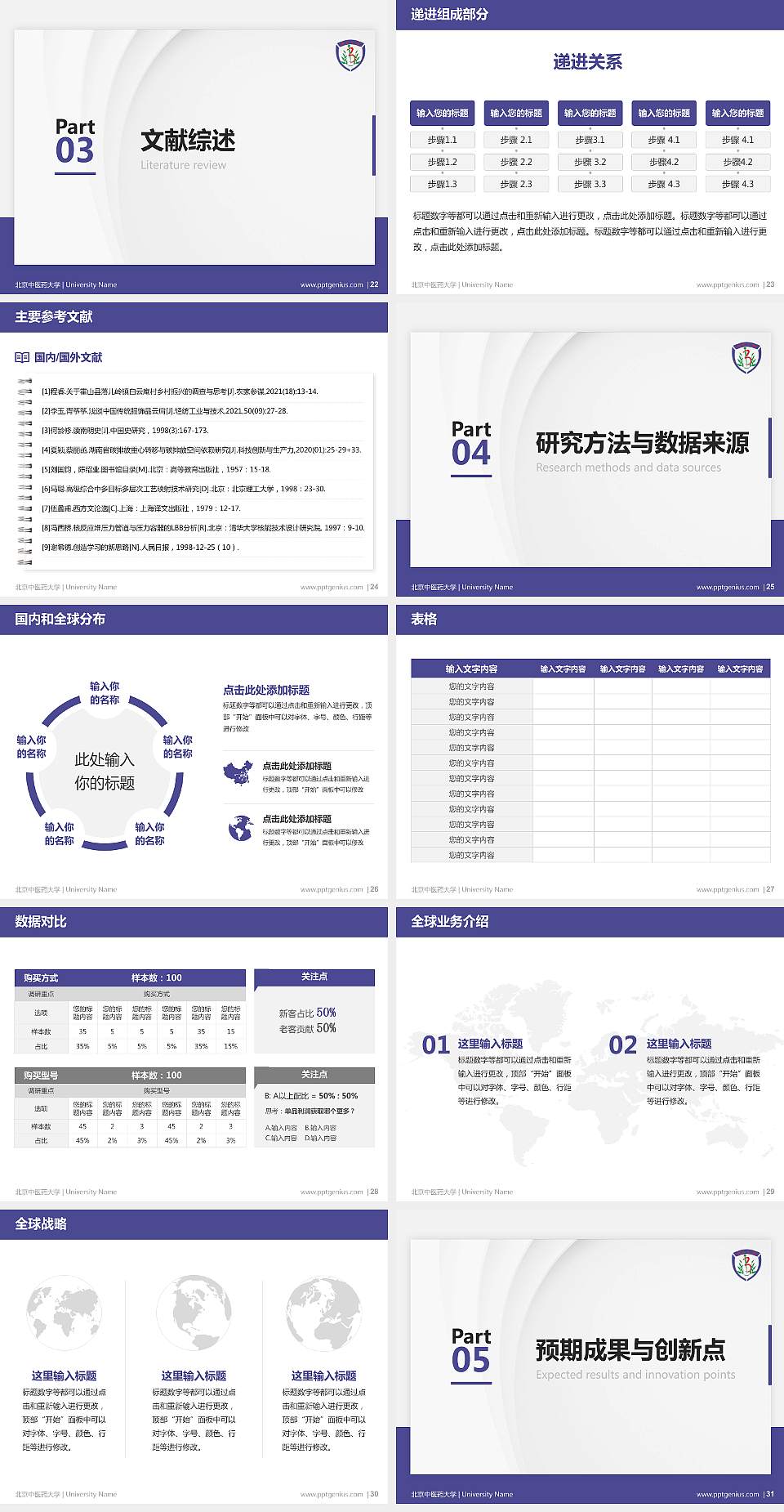 北京中医药大学硕士研究生/本科生毕业论文答辩/开题报告通用PPT模板下载4:3格式幻灯片预览图4