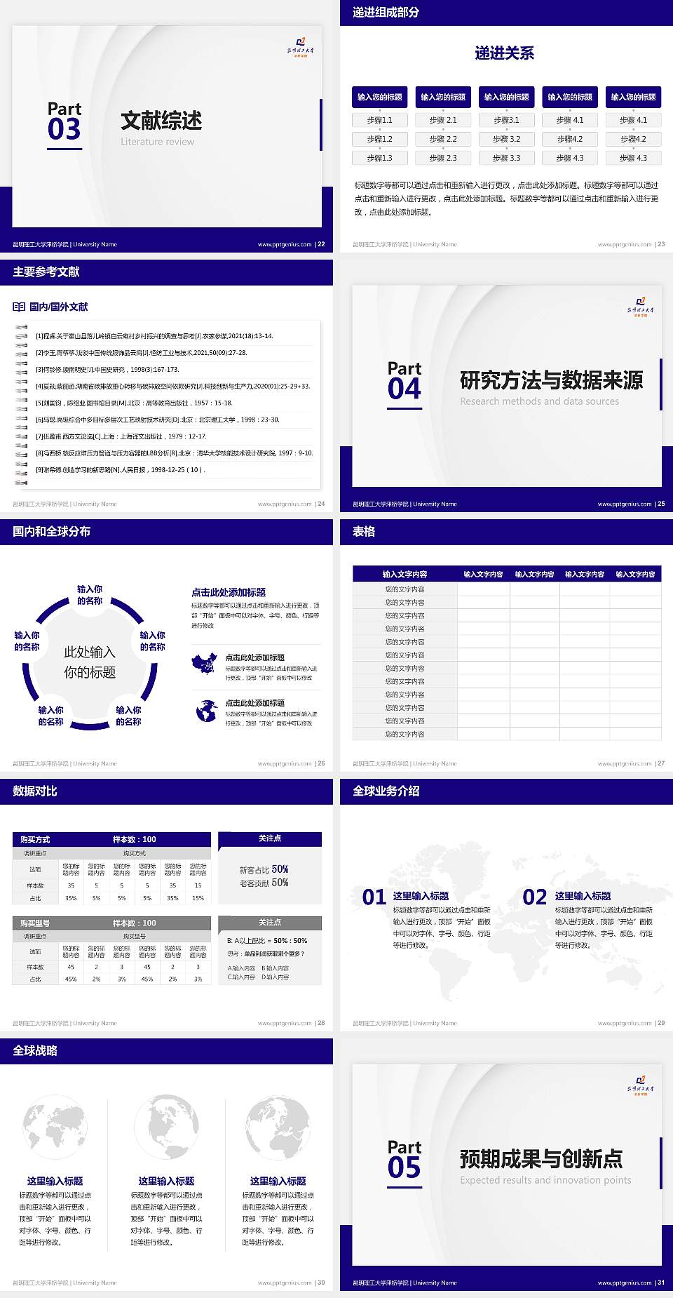 昆明理工大学津桥学院硕士研究生/本科生毕业论文答辩/开题报告通用PPT模板下载4:3格式幻灯片预览图4