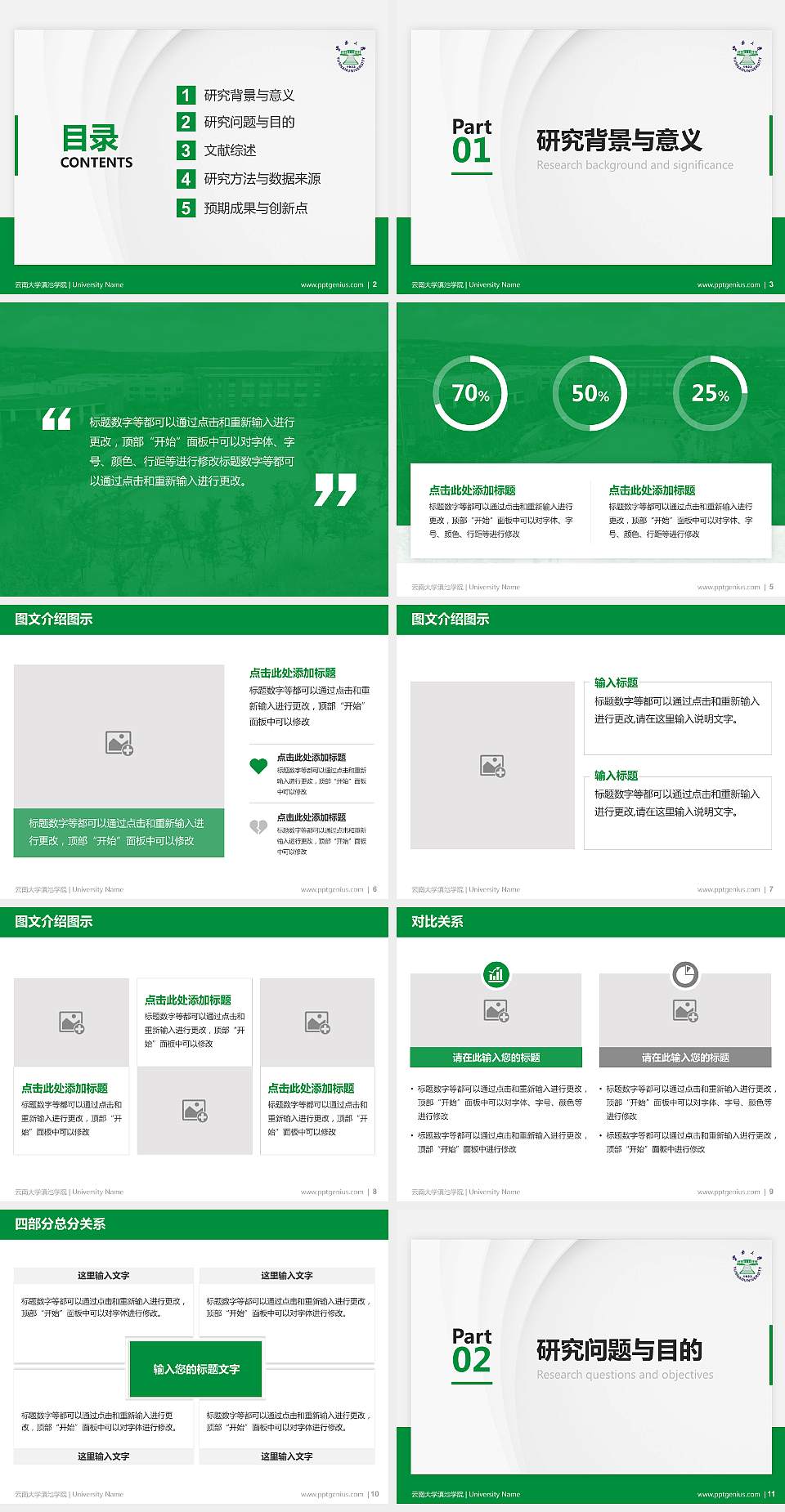 云南大学滇池学院硕士研究生/本科生毕业论文答辩/开题报告通用PPT模板下载4:3格式幻灯片预览图2