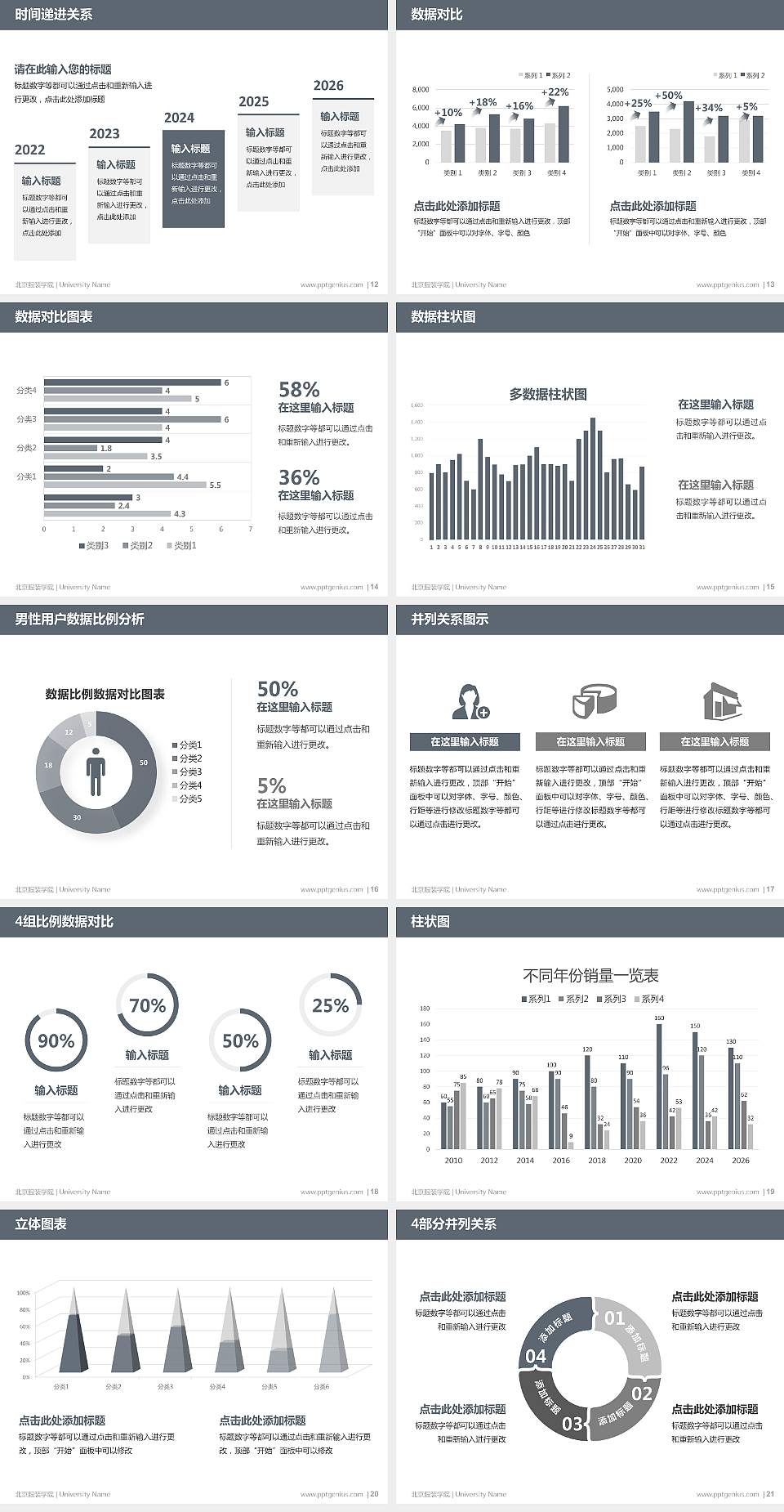 北京服装学院硕士研究生/本科生毕业论文答辩/开题报告通用PPT模板下载4:3格式幻灯片预览图3