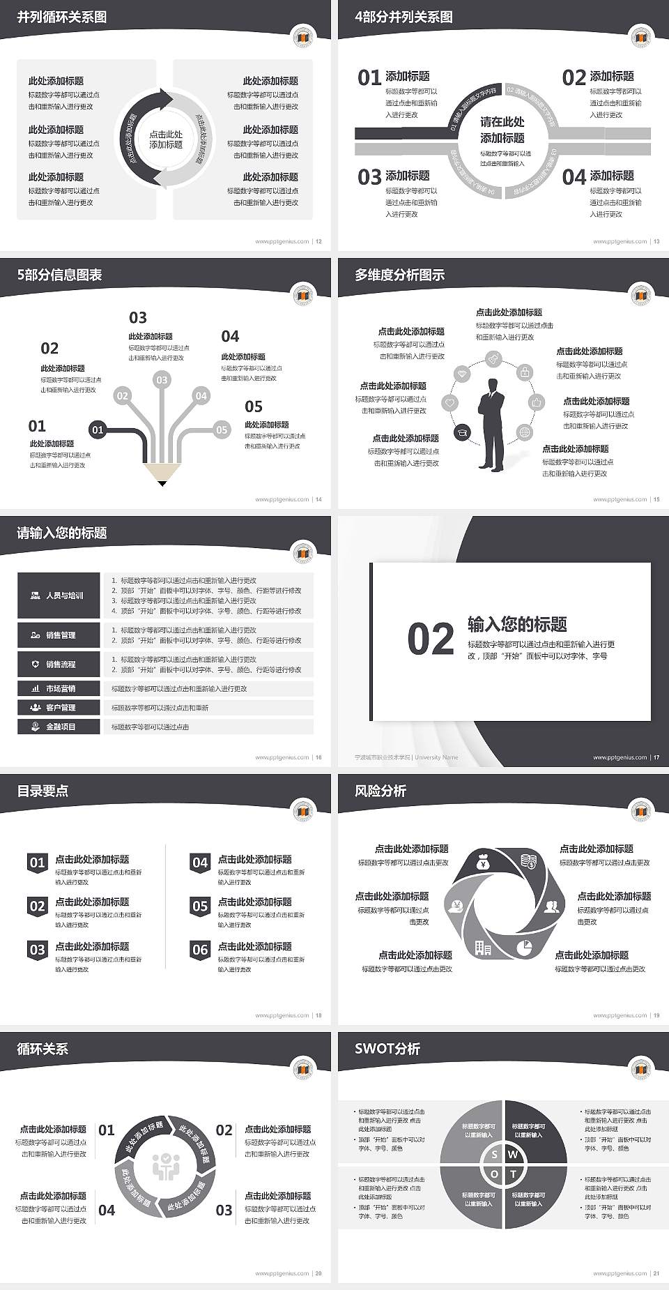 宁波城市职业技术学院学术汇报/学术交流研讨会通用PPT模板下载4:3格式幻灯片预览图3