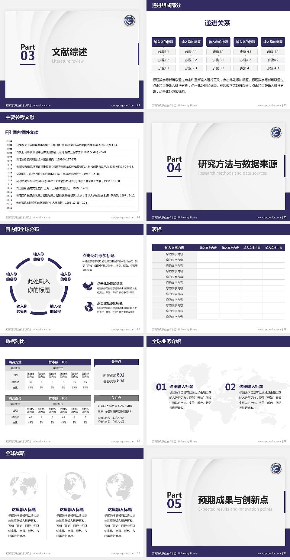 云南现代职业技术学院硕士研究生/本科生毕业论文答辩/开题报告通用PPT模板下载4:3格式幻灯片预览图4