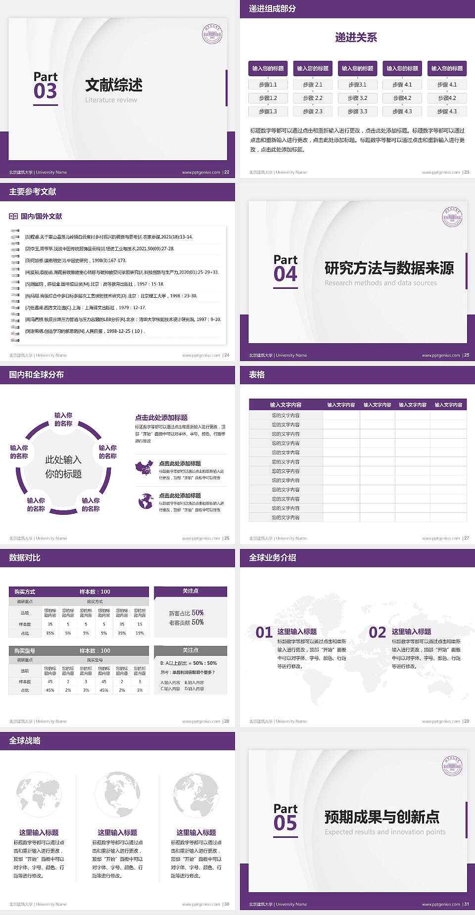 北京建筑大学硕士研究生/本科生毕业论文答辩/开题报告通用PPT模板下载4:3格式幻灯片预览图4
