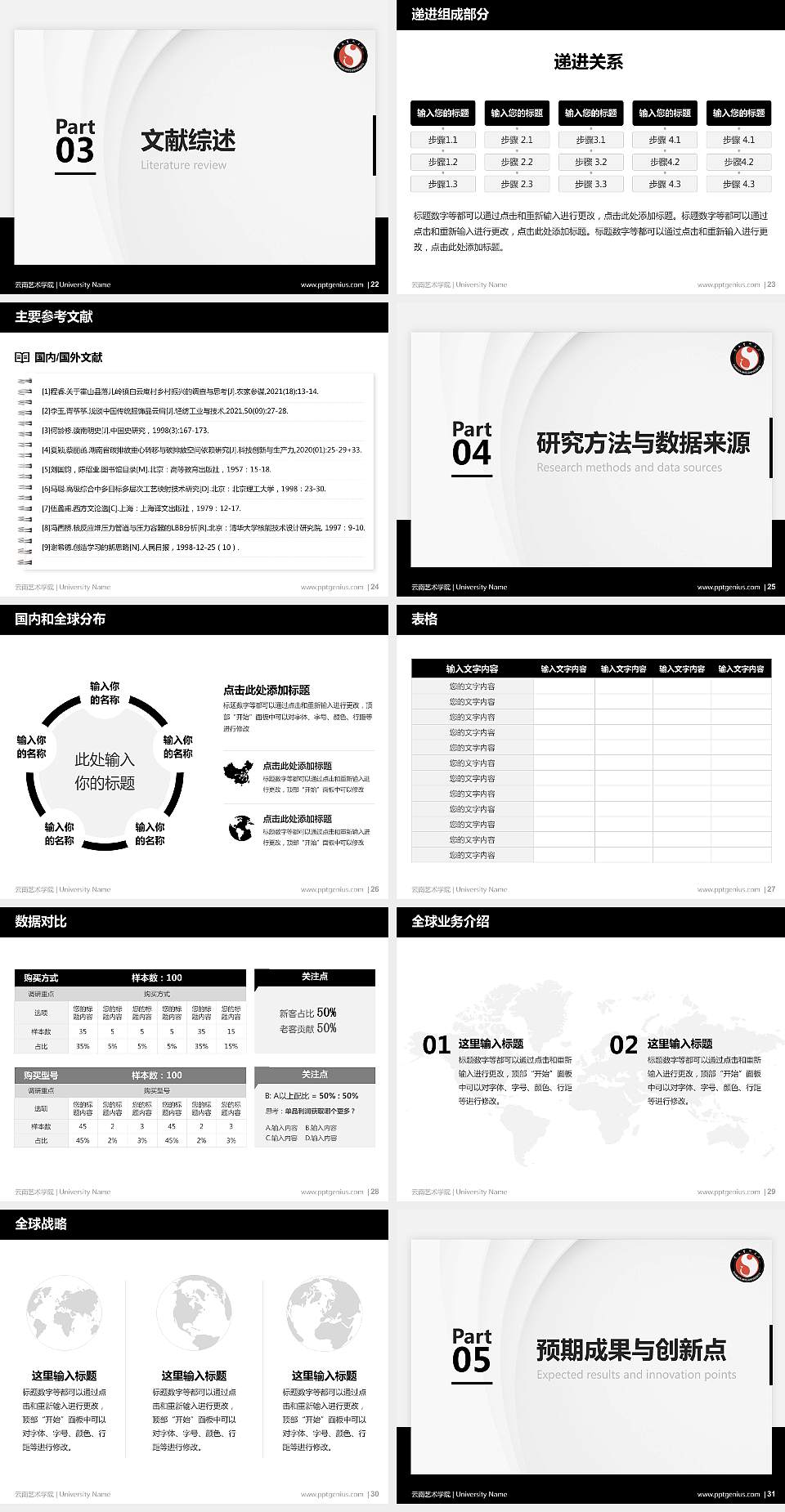 云南艺术学院硕士研究生/本科生毕业论文答辩/开题报告通用PPT模板下载4:3格式幻灯片预览图4