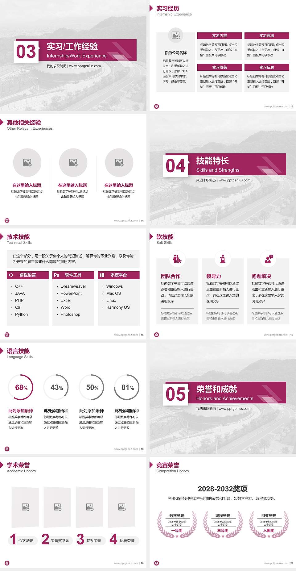 台湾佛光大学教师/学生通用个人简历PPT模板下载4:3格式幻灯片预览图3