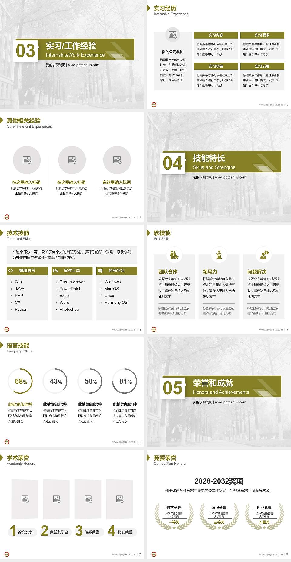 沈阳药科大学教师/学生通用个人简历PPT模板下载4:3格式幻灯片预览图3