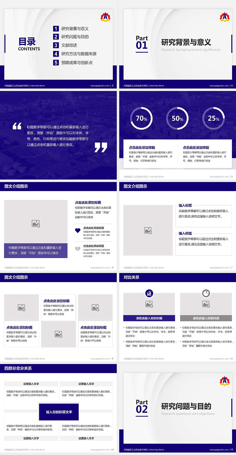 云南国防工业职业技术学院硕士研究生/本科生毕业论文答辩/开题报告通用PPT模板下载4:3格式幻灯片预览图2