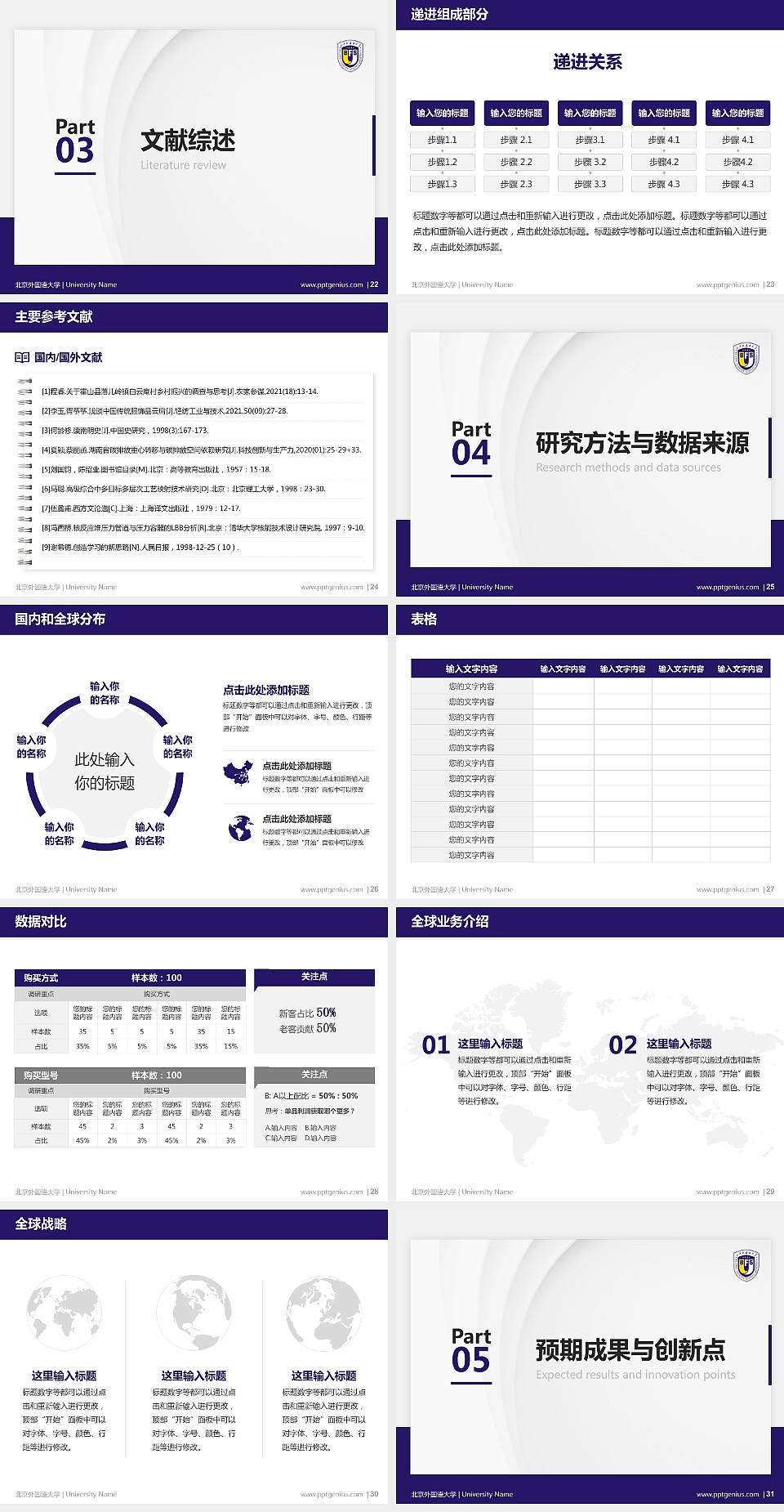 北京外国语大学硕士研究生/本科生毕业论文答辩/开题报告通用PPT模板下载4:3格式幻灯片预览图4