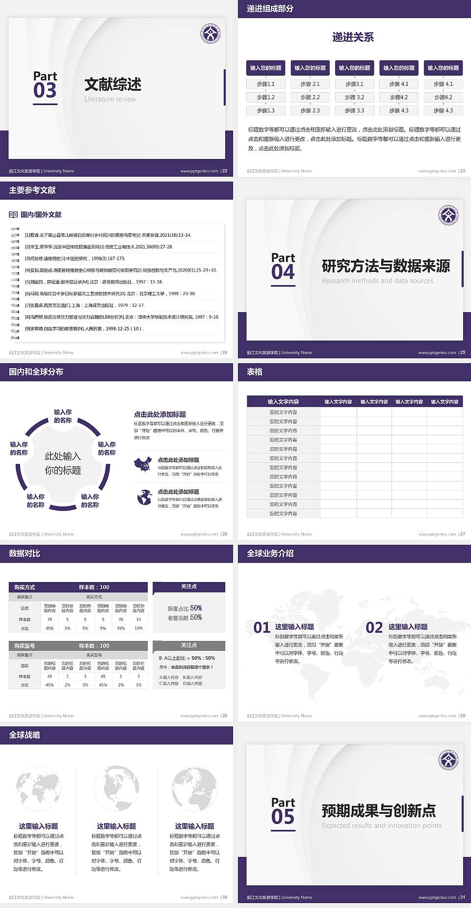 丽江文化旅游学院硕士研究生/本科生毕业论文答辩/开题报告通用PPT模板下载4:3格式幻灯片预览图4