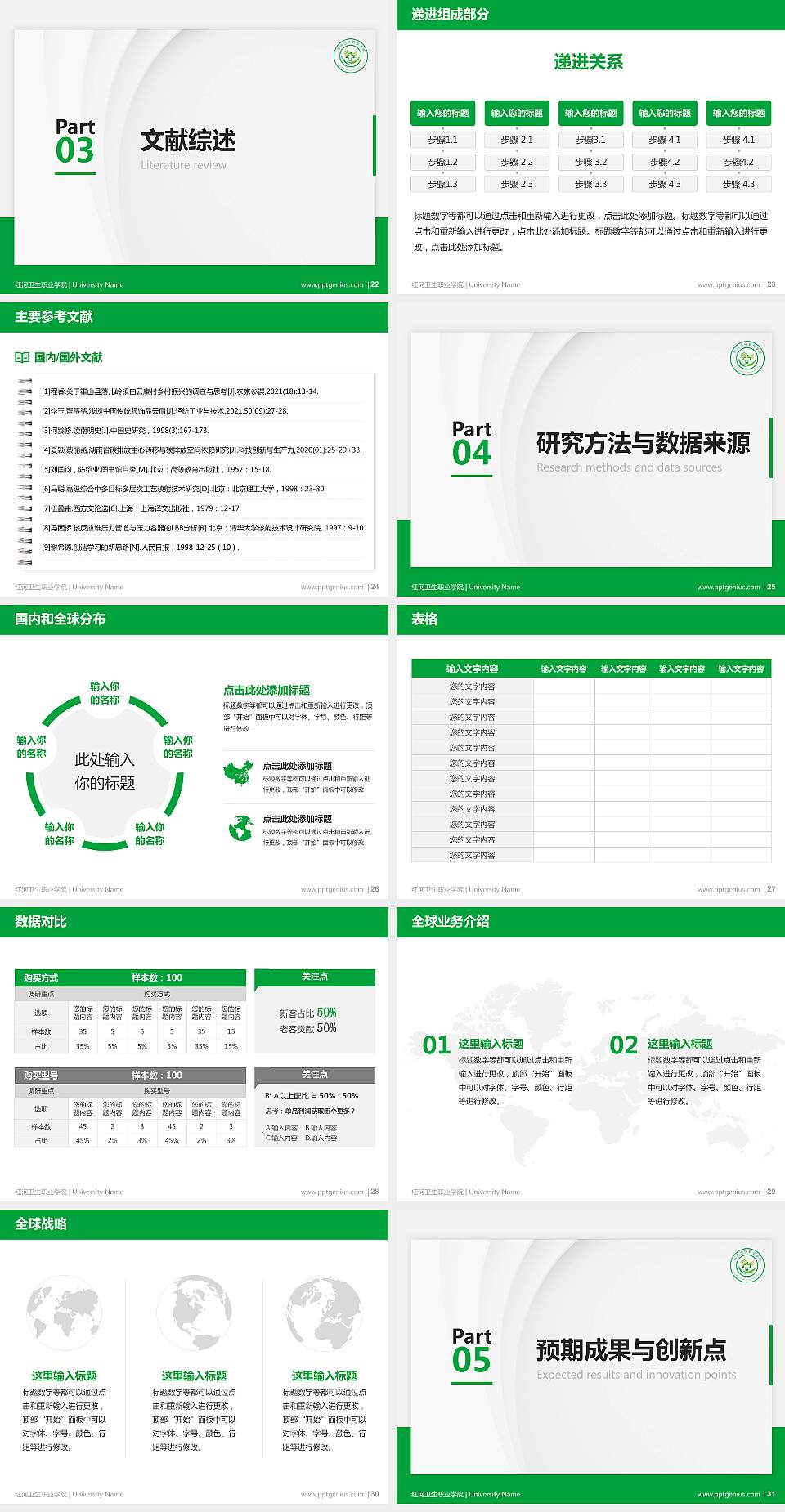红河卫生职业学院硕士研究生/本科生毕业论文答辩/开题报告通用PPT模板下载4:3格式幻灯片预览图4