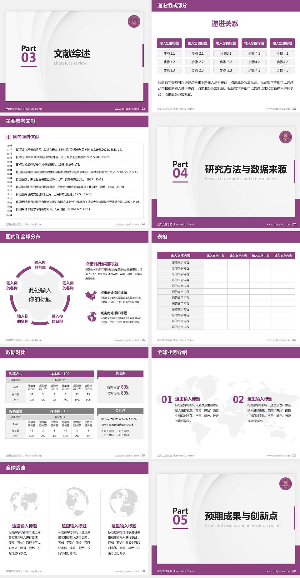 昆明文理学院硕士研究生/本科生毕业论文答辩/开题报告通用PPT模板下载4:3格式幻灯片预览图4