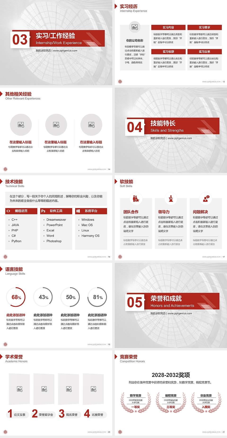 贵州财经大学西密歇根学院教师/学生通用个人简历PPT模板下载4:3格式幻灯片预览图3