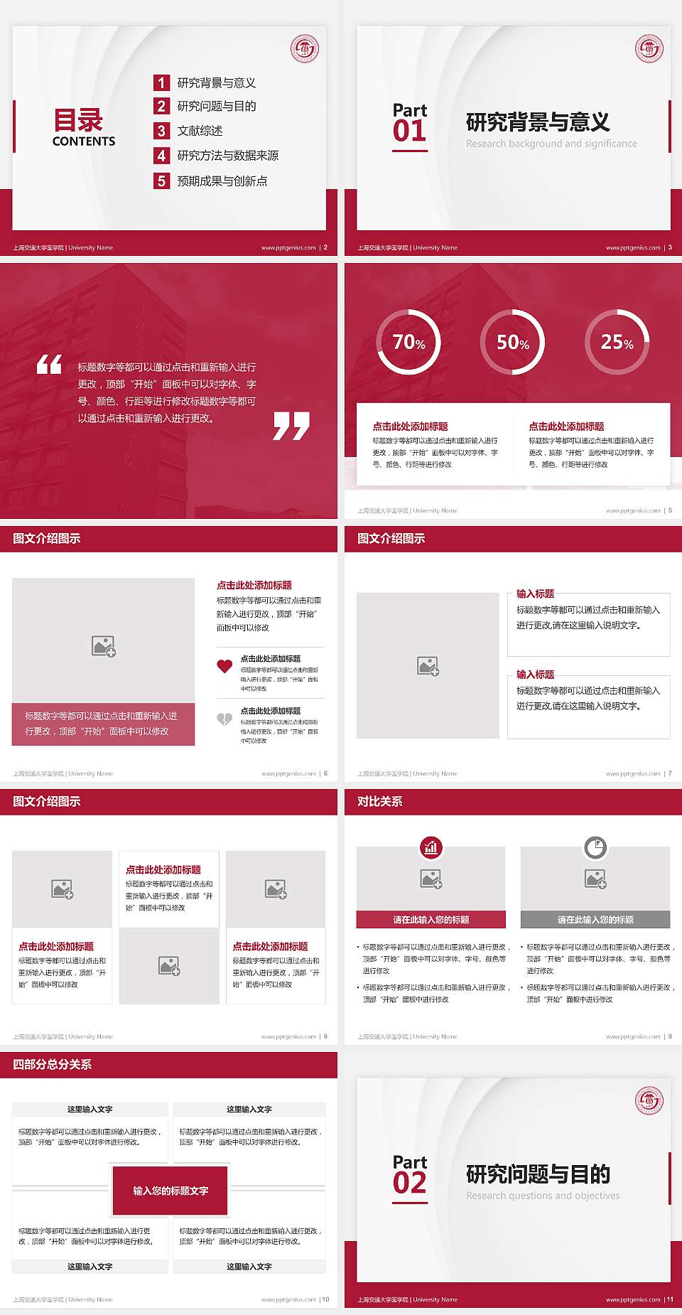 上海交通大学医学院硕士研究生/本科生毕业论文答辩/开题报告通用PPT模板下载4:3格式幻灯片预览图2