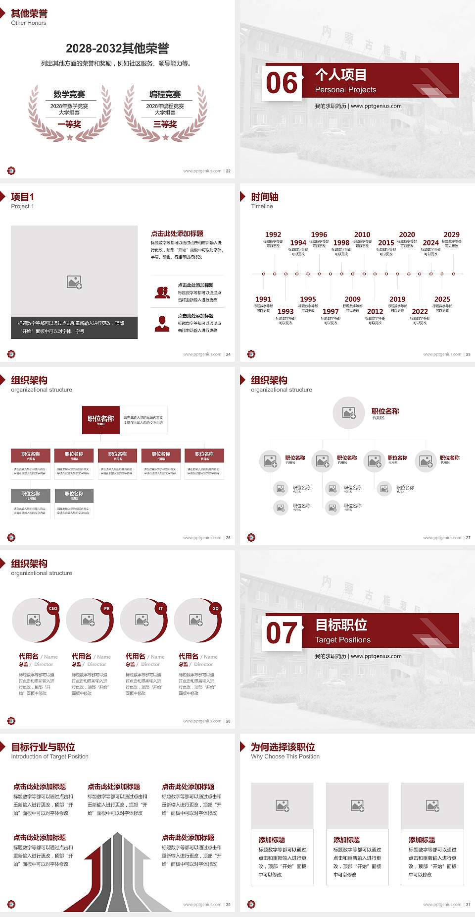 内蒙古能源职业学院教师/学生通用个人简历PPT模板下载4:3格式幻灯片预览图4