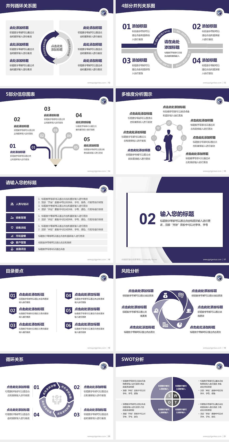 云南现代职业技术学院学术汇报/学术交流研讨会通用PPT模板下载4:3格式幻灯片预览图3