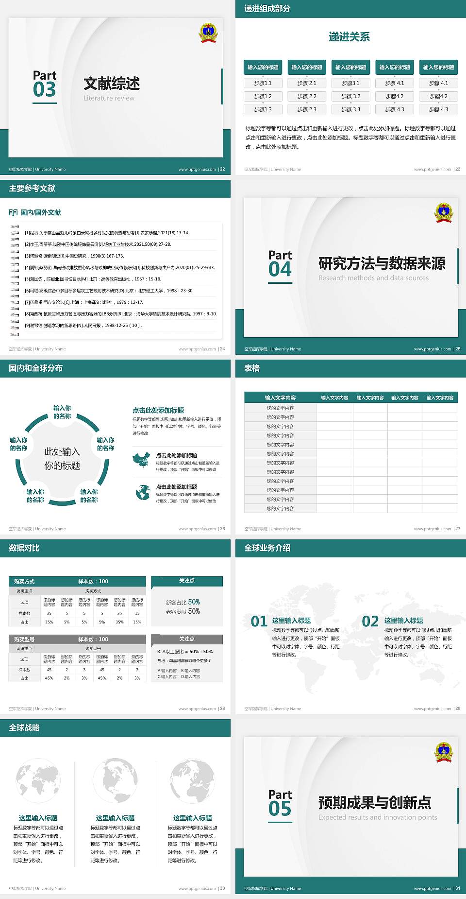 空军指挥学院硕士研究生/本科生毕业论文答辩/开题报告通用PPT模板下载4:3格式幻灯片预览图4