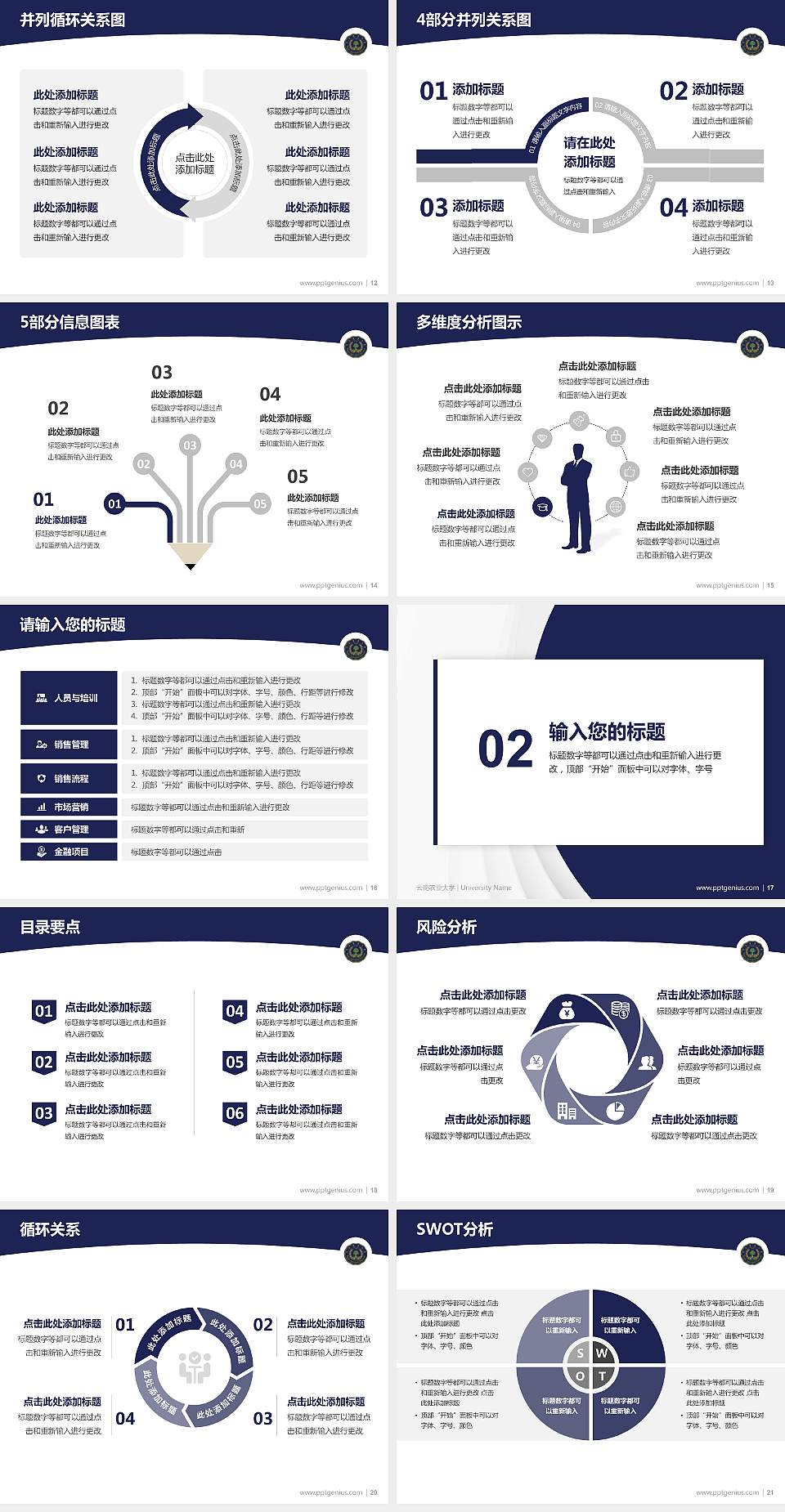 云南农业大学学术汇报/学术交流研讨会通用PPT模板下载4:3格式幻灯片预览图3