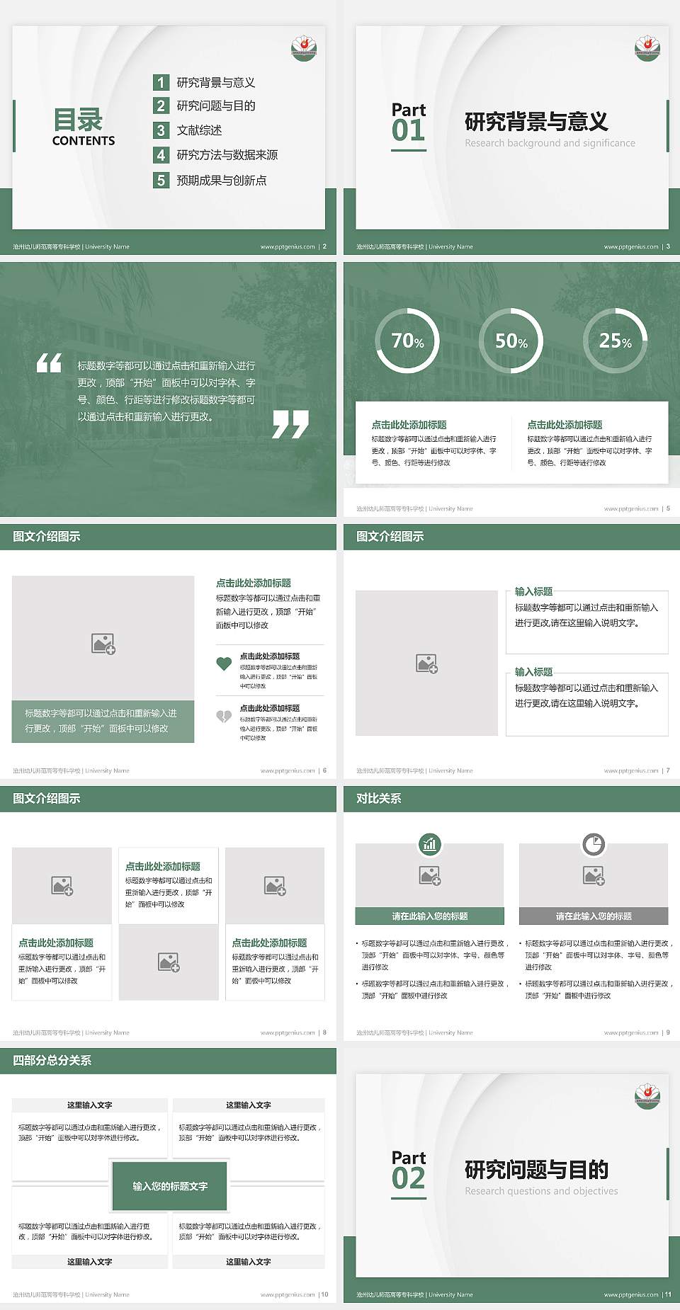 沧州幼儿师范高等专科学校硕士研究生/本科生毕业论文答辩/开题报告通用PPT模板下载4:3格式幻灯片预览图2