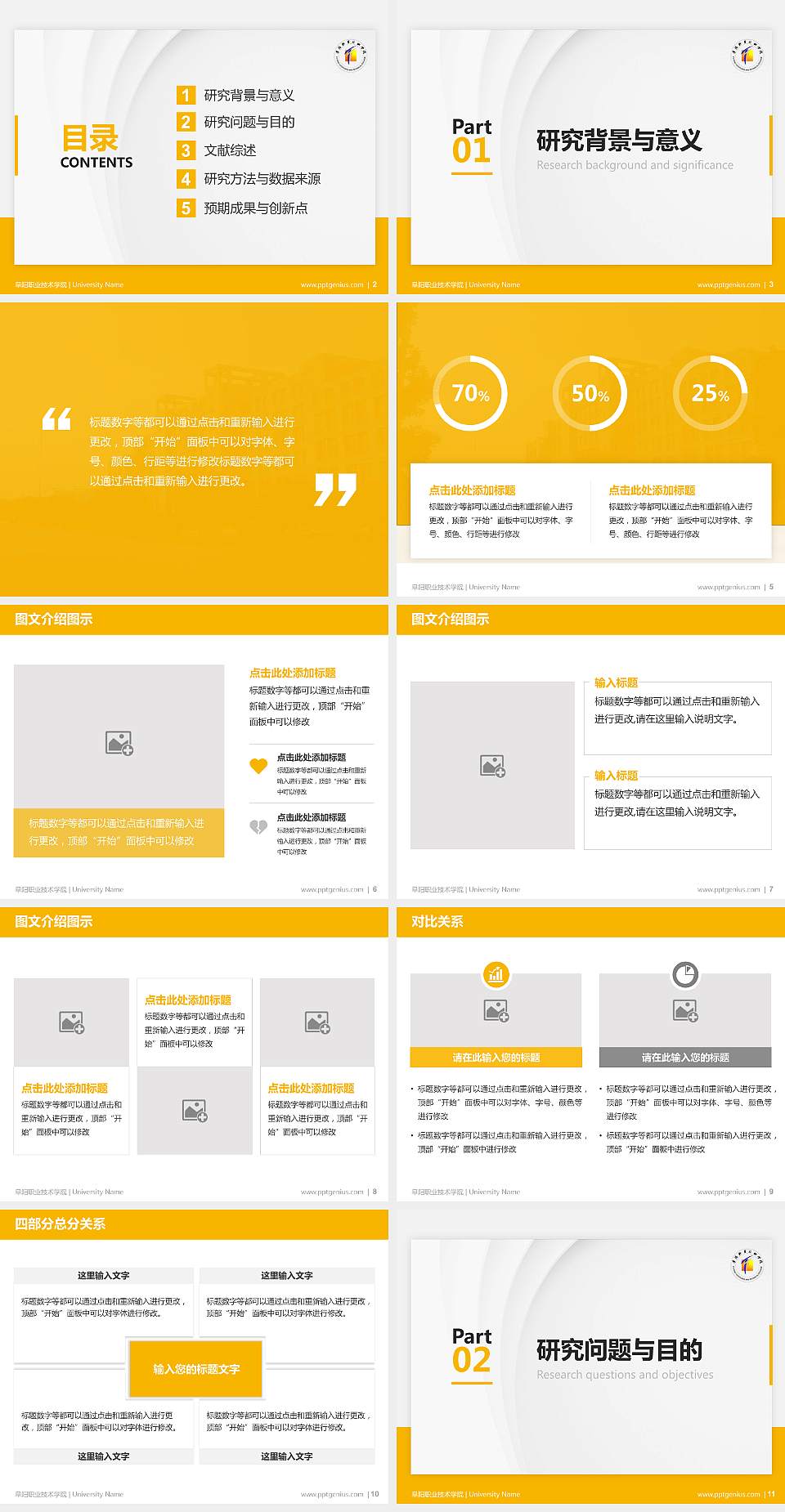 阜阳职业技术学院硕士研究生/本科生毕业论文答辩/开题报告通用PPT模板下载4:3格式幻灯片预览图2
