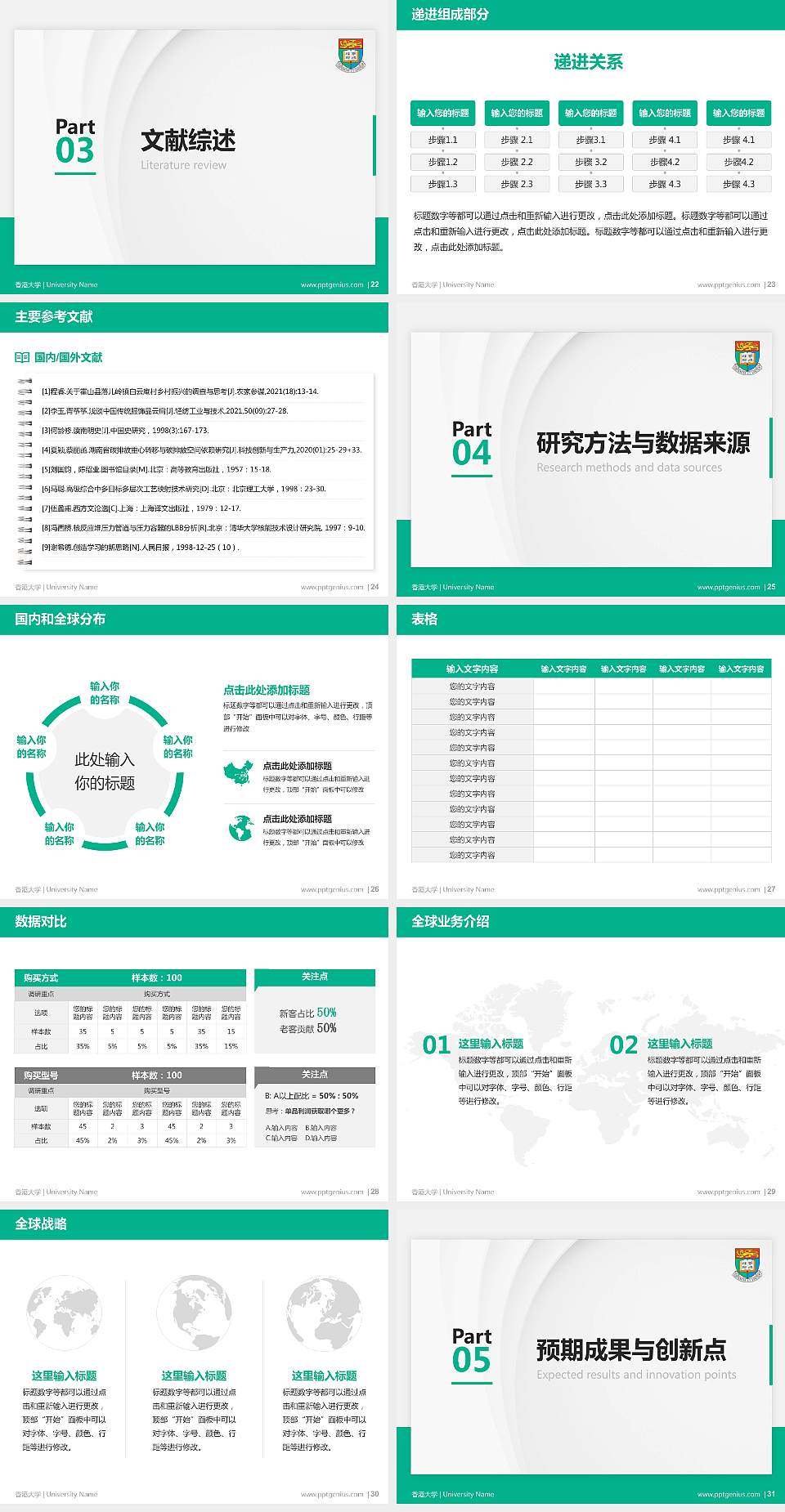 香港大学硕士研究生/本科生毕业论文答辩/开题报告通用PPT模板下载4:3格式幻灯片预览图4