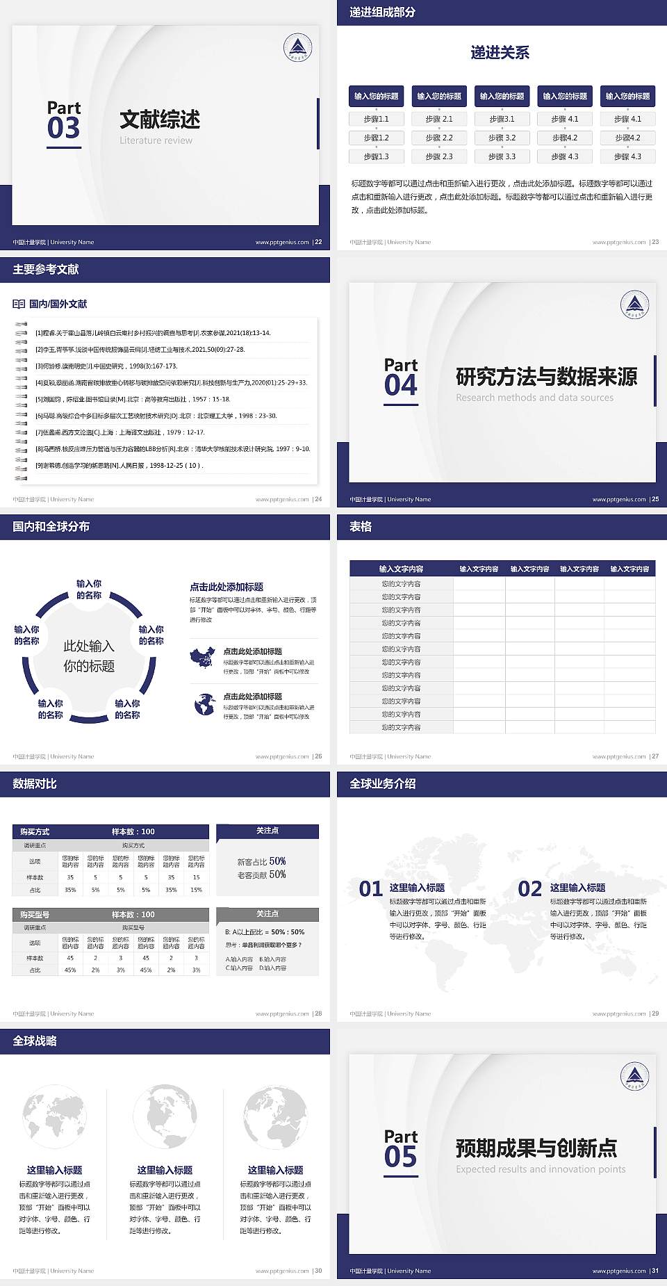 中国计量学院硕士研究生/本科生毕业论文答辩/开题报告通用PPT模板下载4:3格式幻灯片预览图4