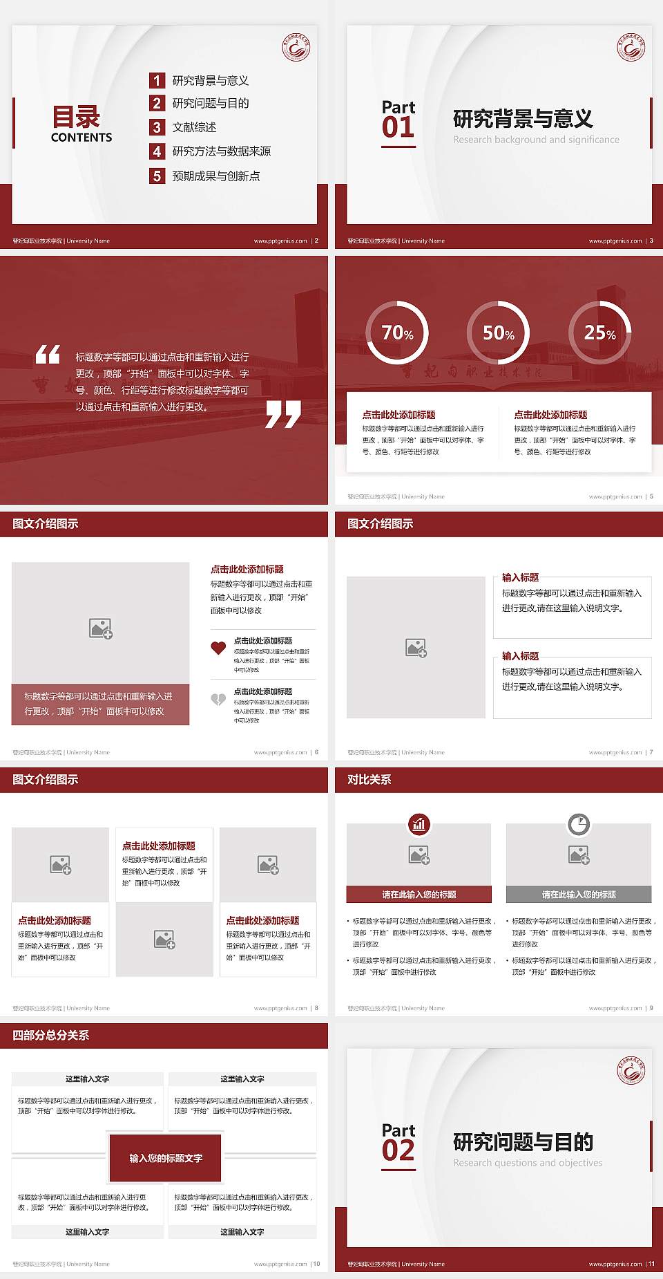 曹妃甸职业技术学院硕士研究生/本科生毕业论文答辩/开题报告通用PPT模板下载4:3格式幻灯片预览图2