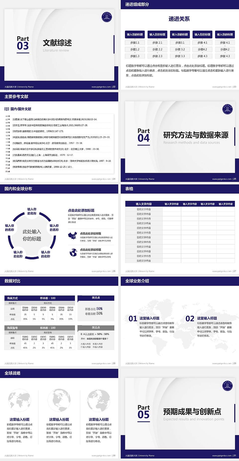 大连民族大学硕士研究生/本科生毕业论文答辩/开题报告通用PPT模板下载4:3格式幻灯片预览图4