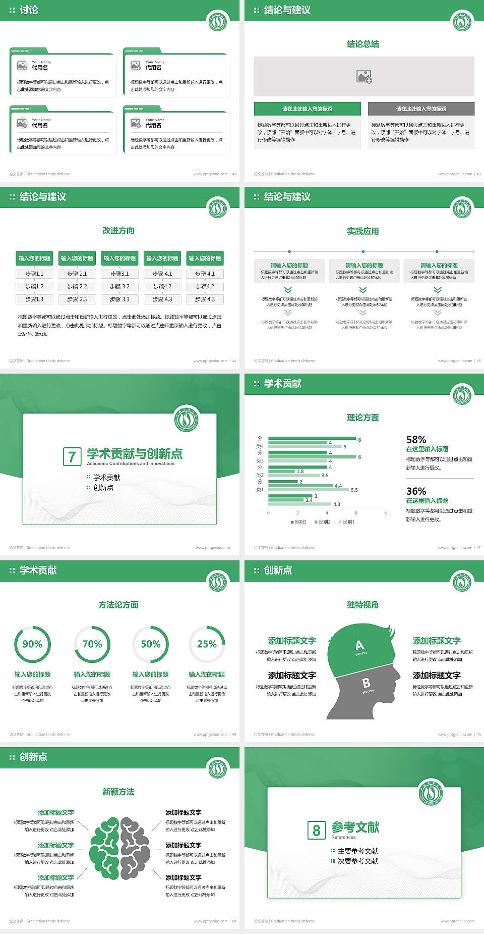 山西医科大学论文答辩标准PPT模板4:3格式幻灯片预览图6