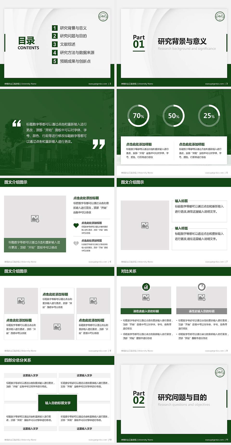 仲恺农业工程学院硕士研究生/本科生毕业论文答辩/开题报告通用PPT模板下载4:3格式幻灯片预览图2